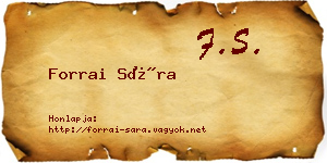 Forrai Sára névjegykártya